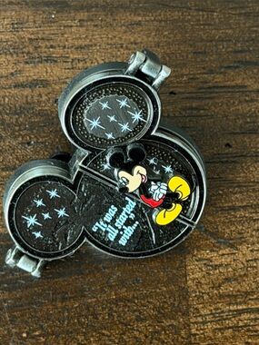 Mickey Mouse Black Compact Mirror Pin - Disney - it all started with a mouse